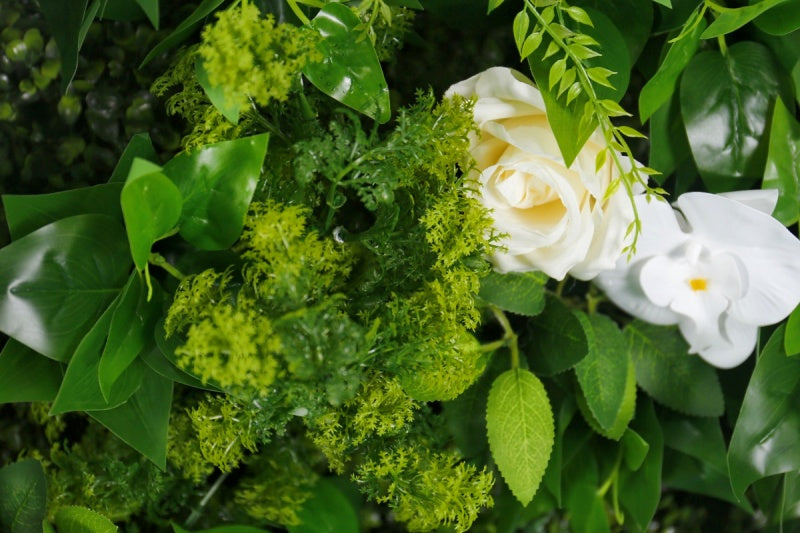 Artificial Greenery & White Flower Wall - Faux Botanical Backdrop for Wedding & Event Decor