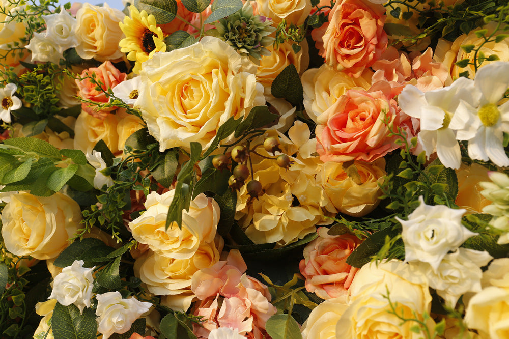 Yellow Rose Flower Wall Panel - Wedding Event Backdrop Decoration