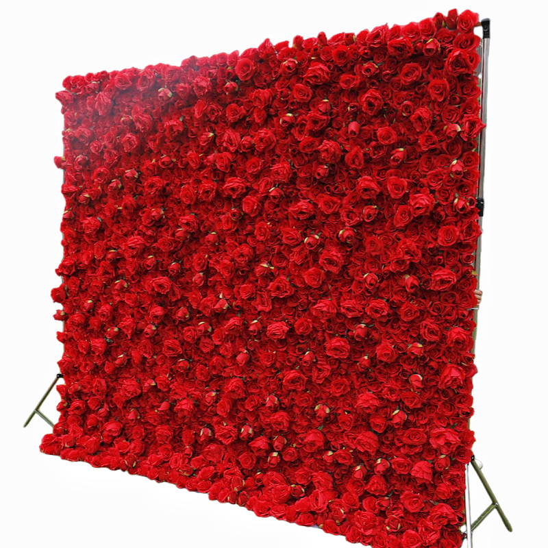 Red Artificial Flower Wall Panel - Wedding Backdrop Decor
