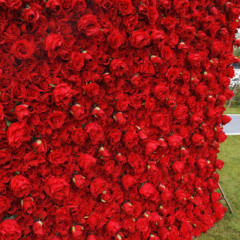 Red Artificial Flower Wall Panel - Wedding Backdrop Decor