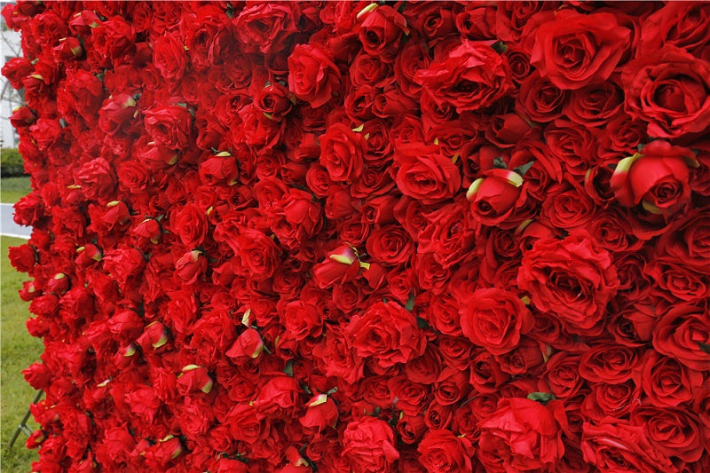 Red Artificial Flower Wall Panel - Wedding Backdrop Decor