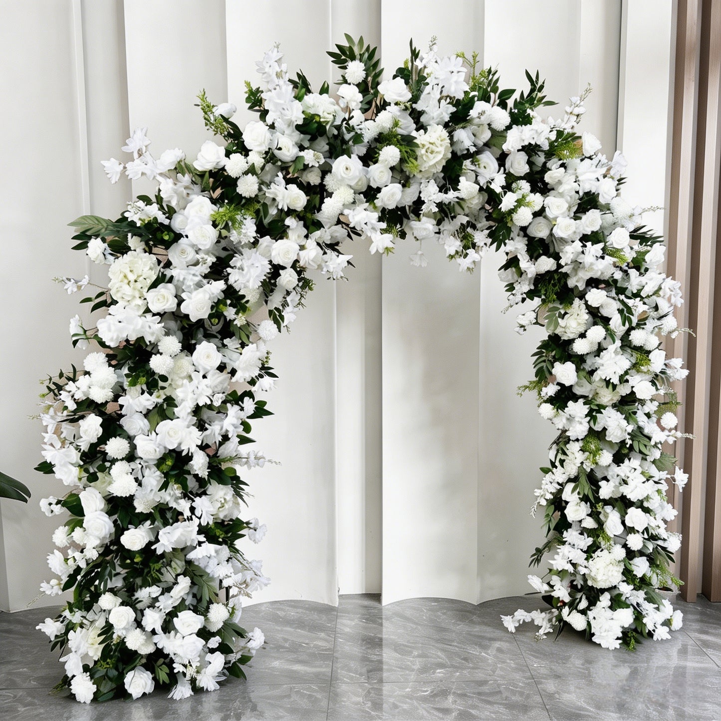 White Artificial Floral Arch | Wedding Ceremony Backdrop | Event & Party Decor