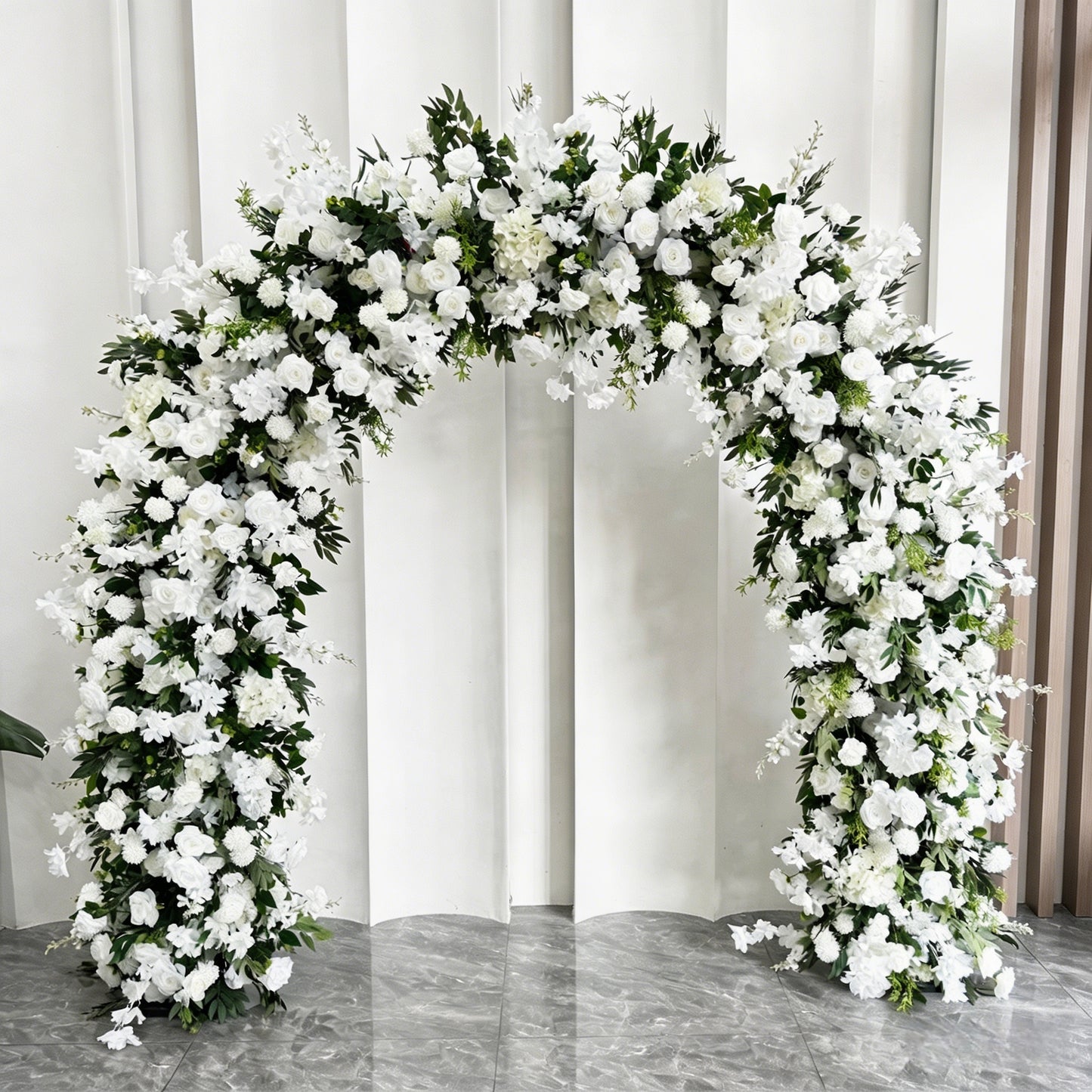 White Artificial Floral Arch | Wedding Ceremony Backdrop | Event & Party Decor