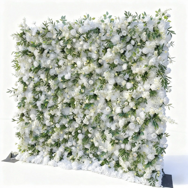 Lifelike White Artificial Flower Wall - Custom Size Faux Floral Backdrop for Wedding & Event Decor