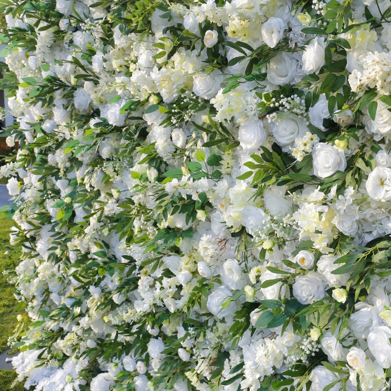 Lifelike White Artificial Flower Wall - Custom Size Faux Floral Backdrop for Wedding & Event Decor