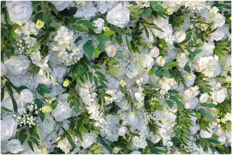 Lifelike White Artificial Flower Wall - Custom Size Faux Floral Backdrop for Wedding & Event Decor