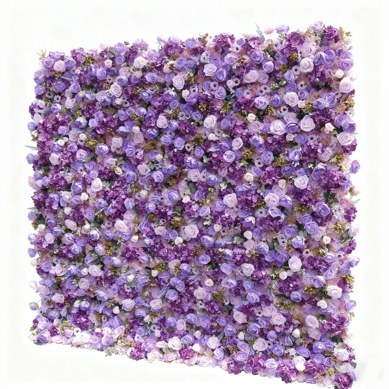 Lilac Purple Artificial Rose Flower Wall - Lifelike Faux Floral Backdrop for Wedding & Event Decor