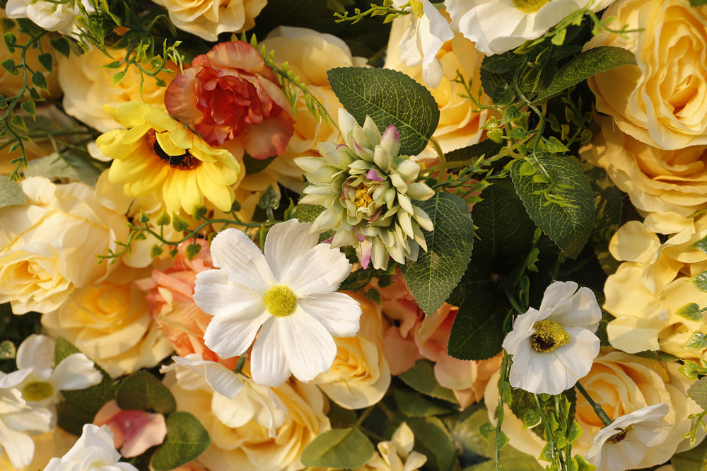 Yellow Rose Flower Wall Panel - Wedding Event Backdrop Decoration