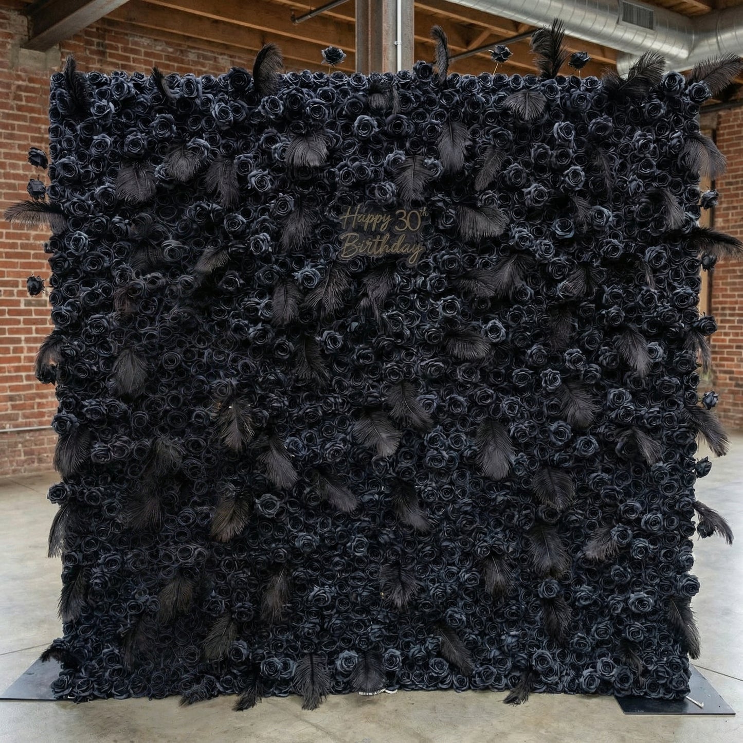 Black Artificial Flower Wall Panel - Faux Floral Backdrop for Events & Home Decor