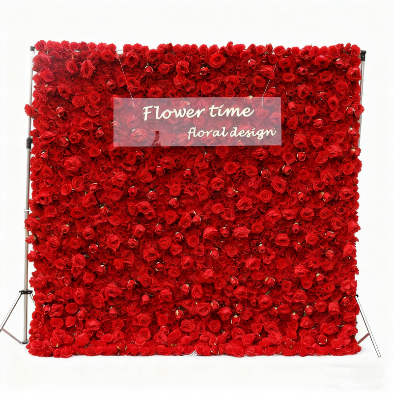 Red Artificial Flower Wall Panel - Wedding Backdrop Decor