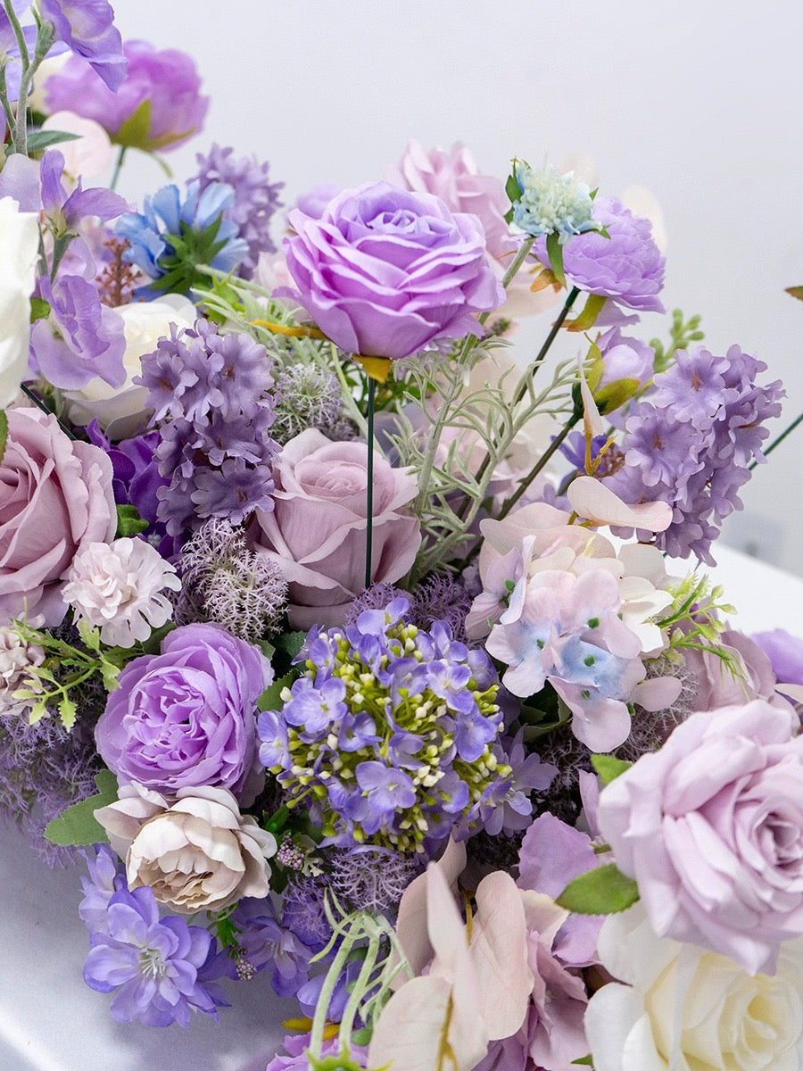 200cm Purple Wedding Centerpiece Arrangement Silk Flower Row Table Runner
