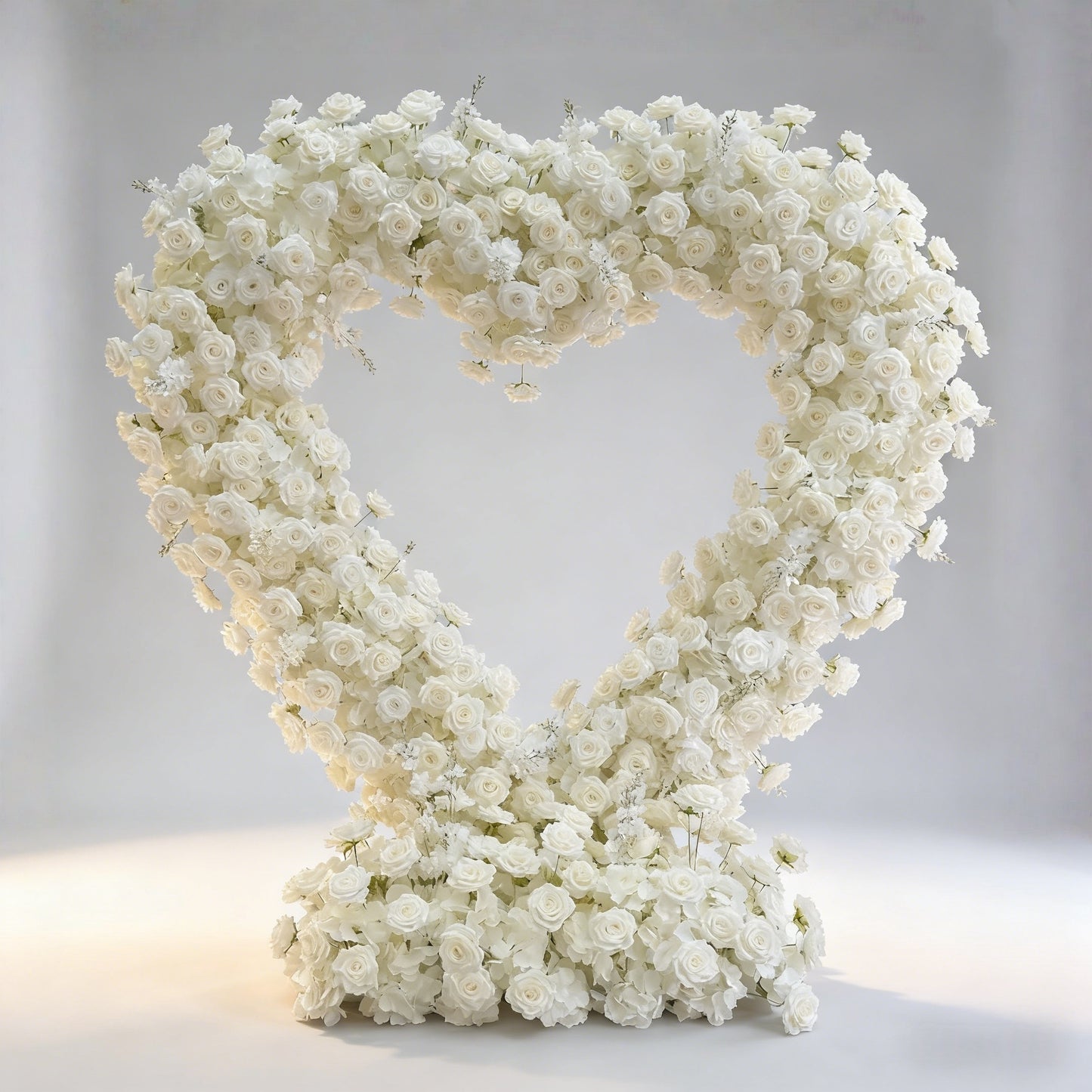 2x2m White Rose Floral Artificial Flower Heart Shaped Arch for Wedding Decoration