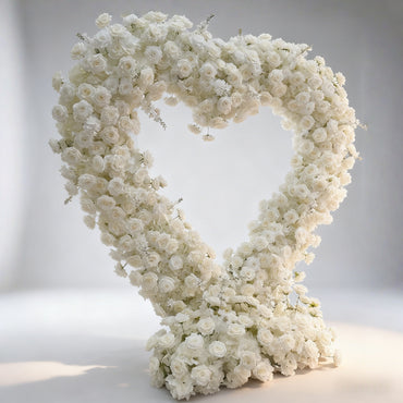 2x2m White Rose Floral Artificial Flower Heart Shaped Arch for Wedding Decoration