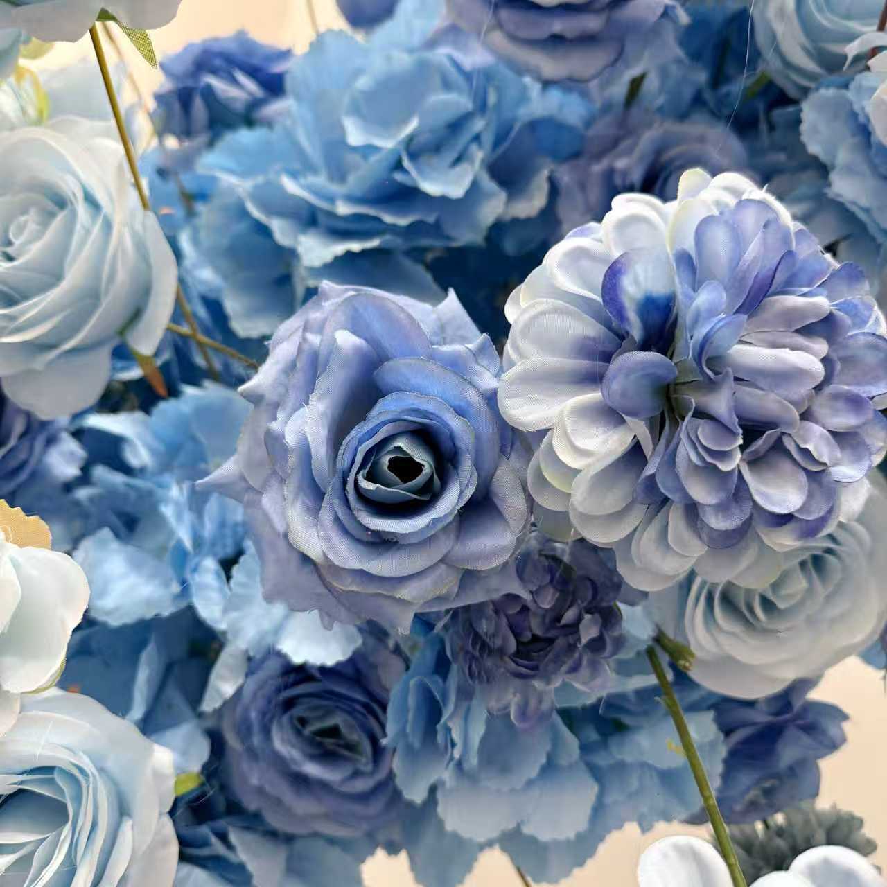 2x2m Blue & White Artificial Flower Moon Shaped Arch for Wedding Party Decor