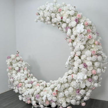 2m White & Pink Moon Shaped Flower Arch for Wedding Events Party