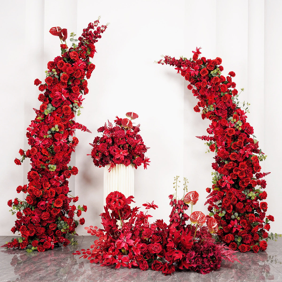 Luxury Wedding Decoration Red Flower Arch Set