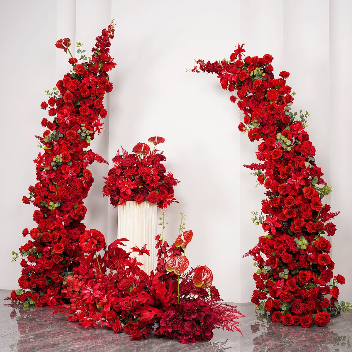 Luxury Wedding Decoration Red Flower Arch Set