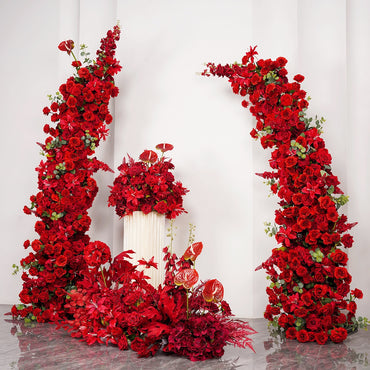 Luxury Wedding Decoration Red Flower Arch Set