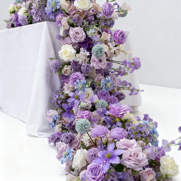 200cm Purple Wedding Centerpiece Arrangement Silk Flower Row Table Runner