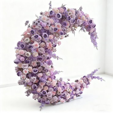 2x2m Purple Moon Shaped Floral Arch for Wedding Events Decor