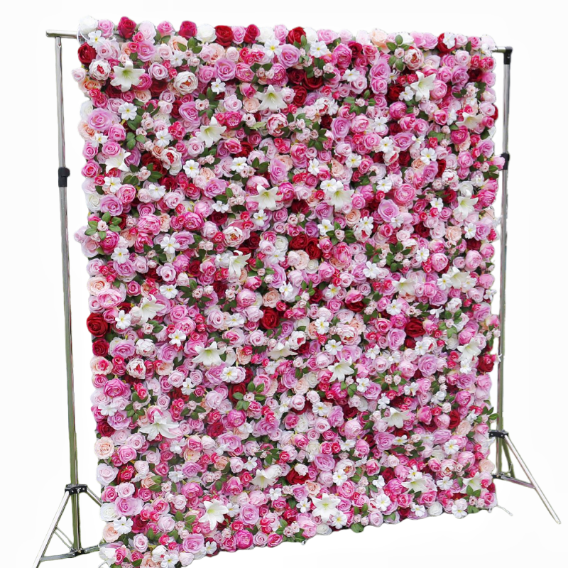 Pink Artificial Flower Wall Panel - Wedding & Event Backdrop Decor