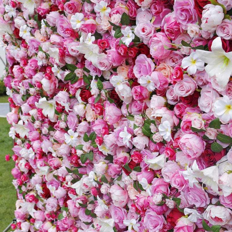 Pink Artificial Flower Wall Panel - Wedding & Event Backdrop Decor