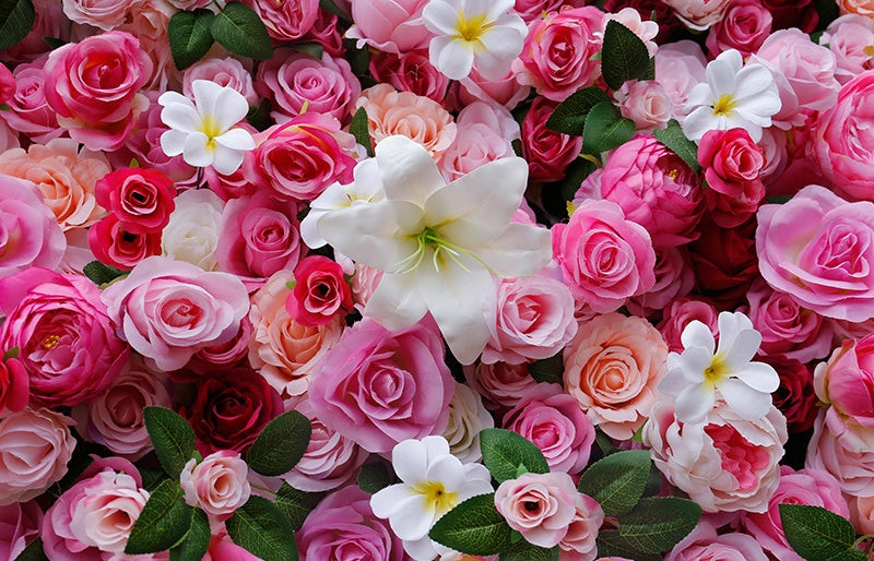 Pink Artificial Flower Wall Panel - Wedding & Event Backdrop Decor