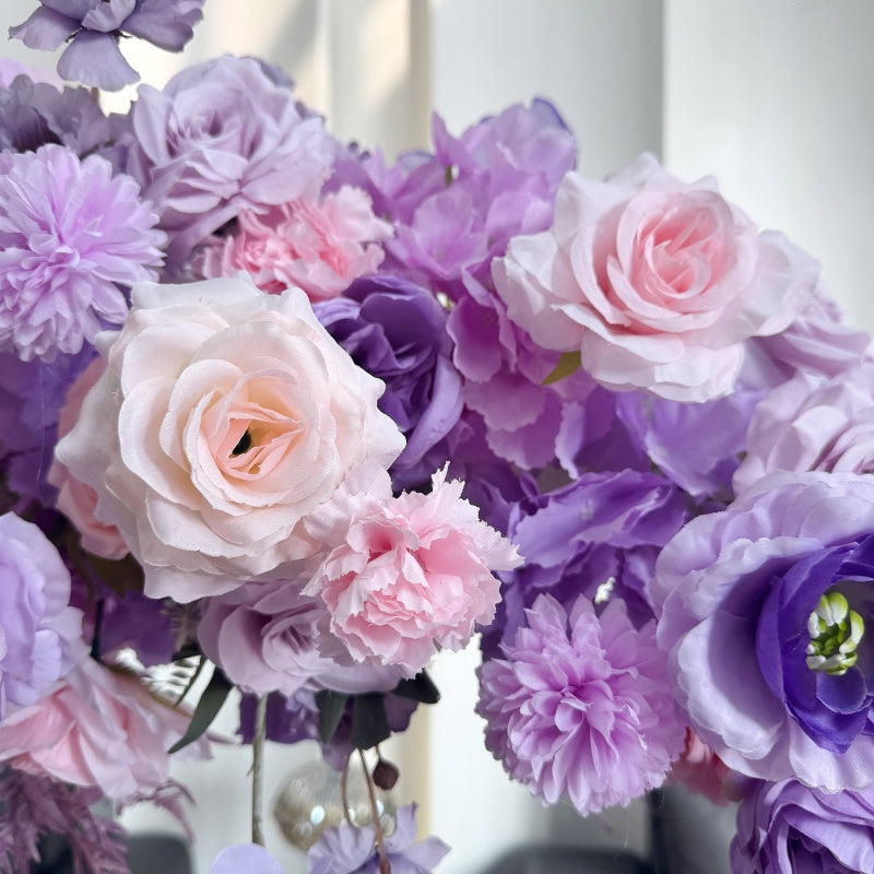 2x2m Purple Moon Shaped Floral Arch for Wedding Events Decor