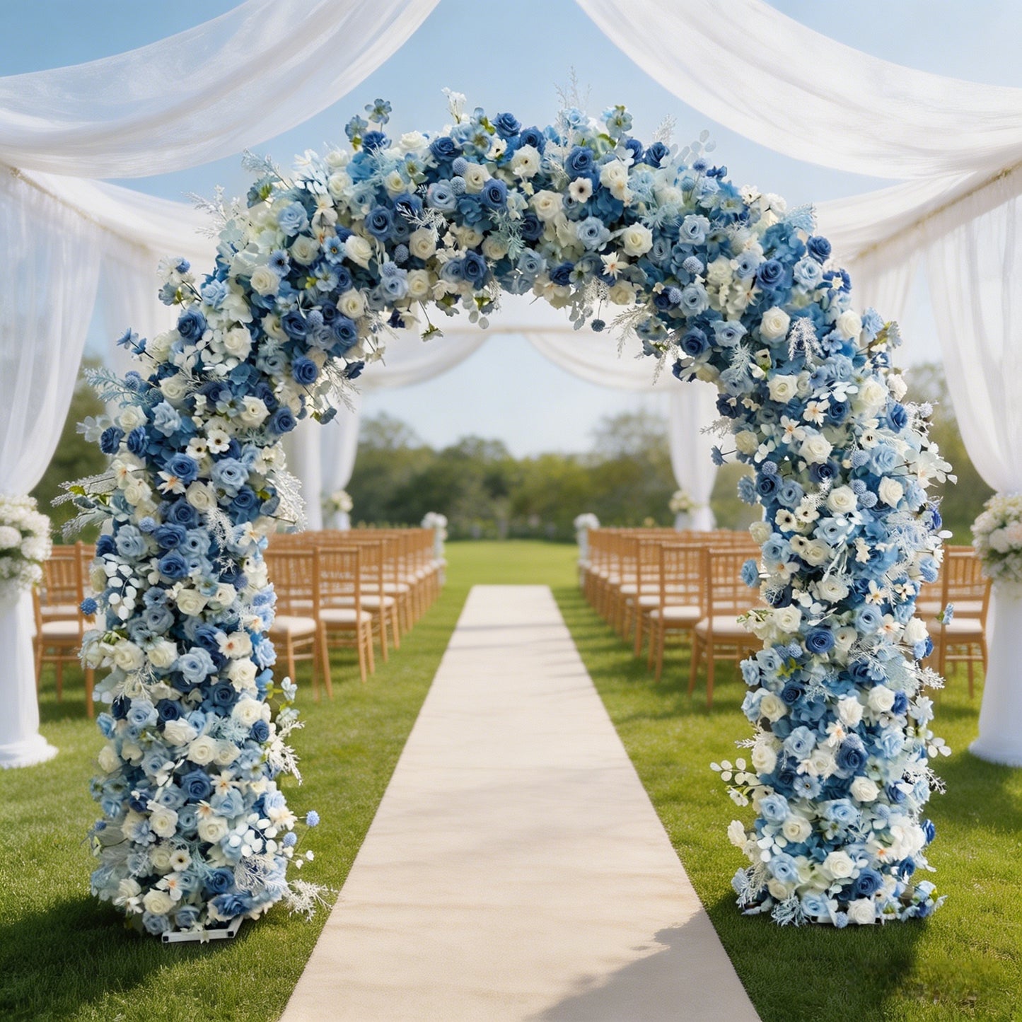 2.4x2.4m Artificial Flower Blue Floral Arch for Wedding Events Decoration