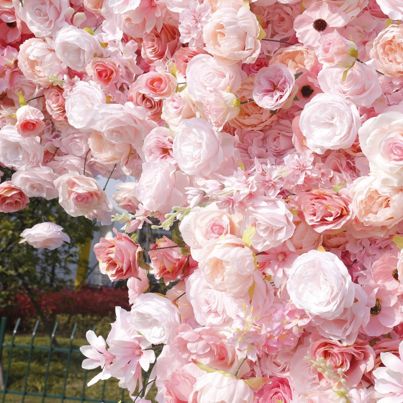 Pink Artificial Square Shaped Flower Arch for Wedding Elegant Party Floral Arrangement