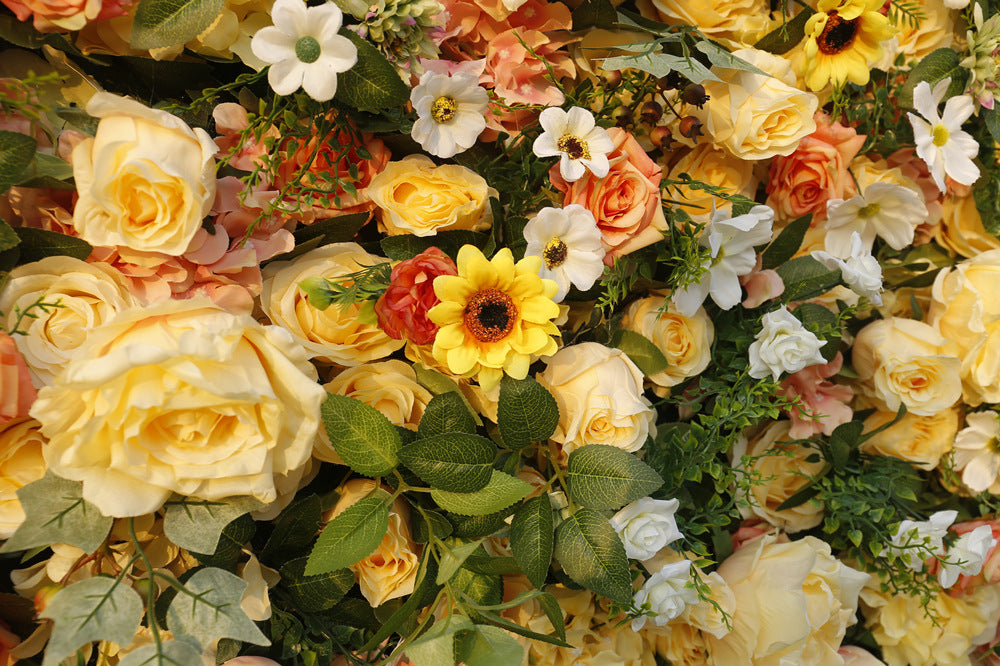 Yellow Rose Flower Wall Panel - Wedding Event Backdrop Decoration