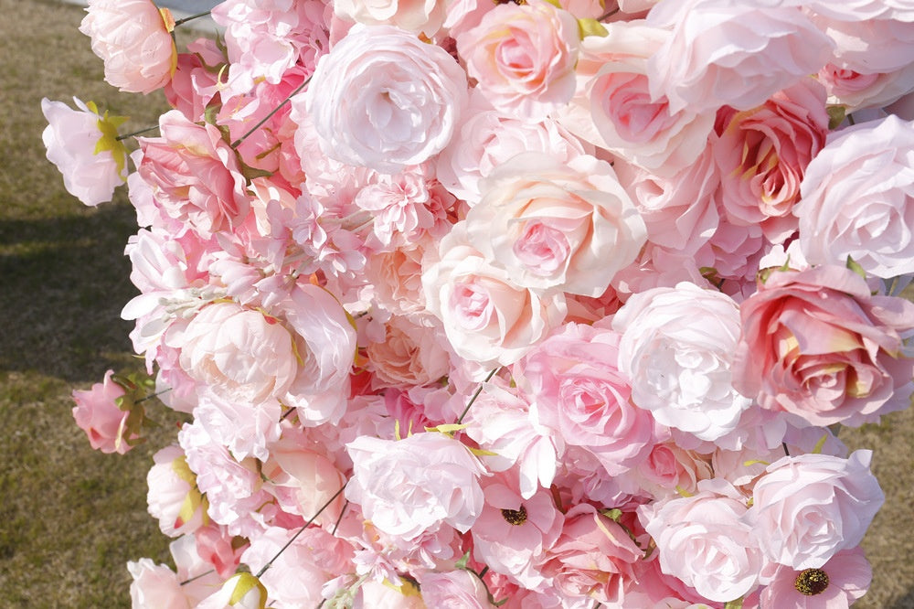 Pink Artificial Square Shaped Flower Arch for Wedding Elegant Party Floral Arrangement