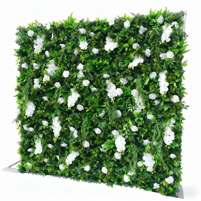 Artificial Greenery & White Flower Wall - Faux Botanical Backdrop for Wedding & Event Decor
