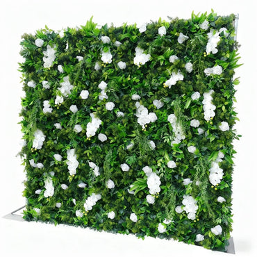 Artificial Greenery & White Flower Wall - Faux Botanical Backdrop for Wedding & Event Decor