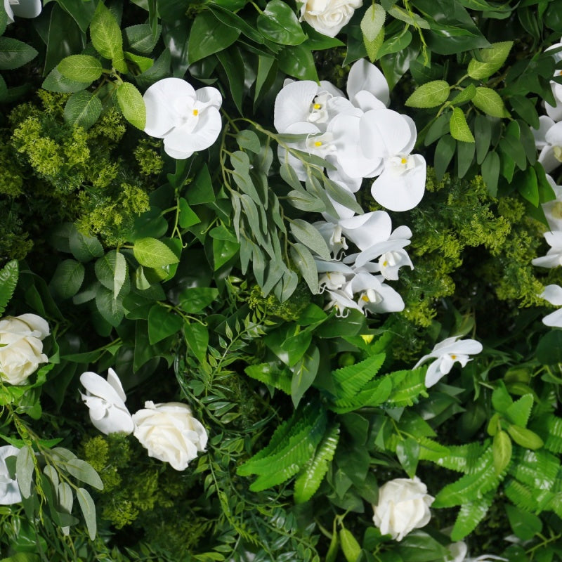Artificial Greenery & White Flower Wall - Faux Botanical Backdrop for Wedding & Event Decor