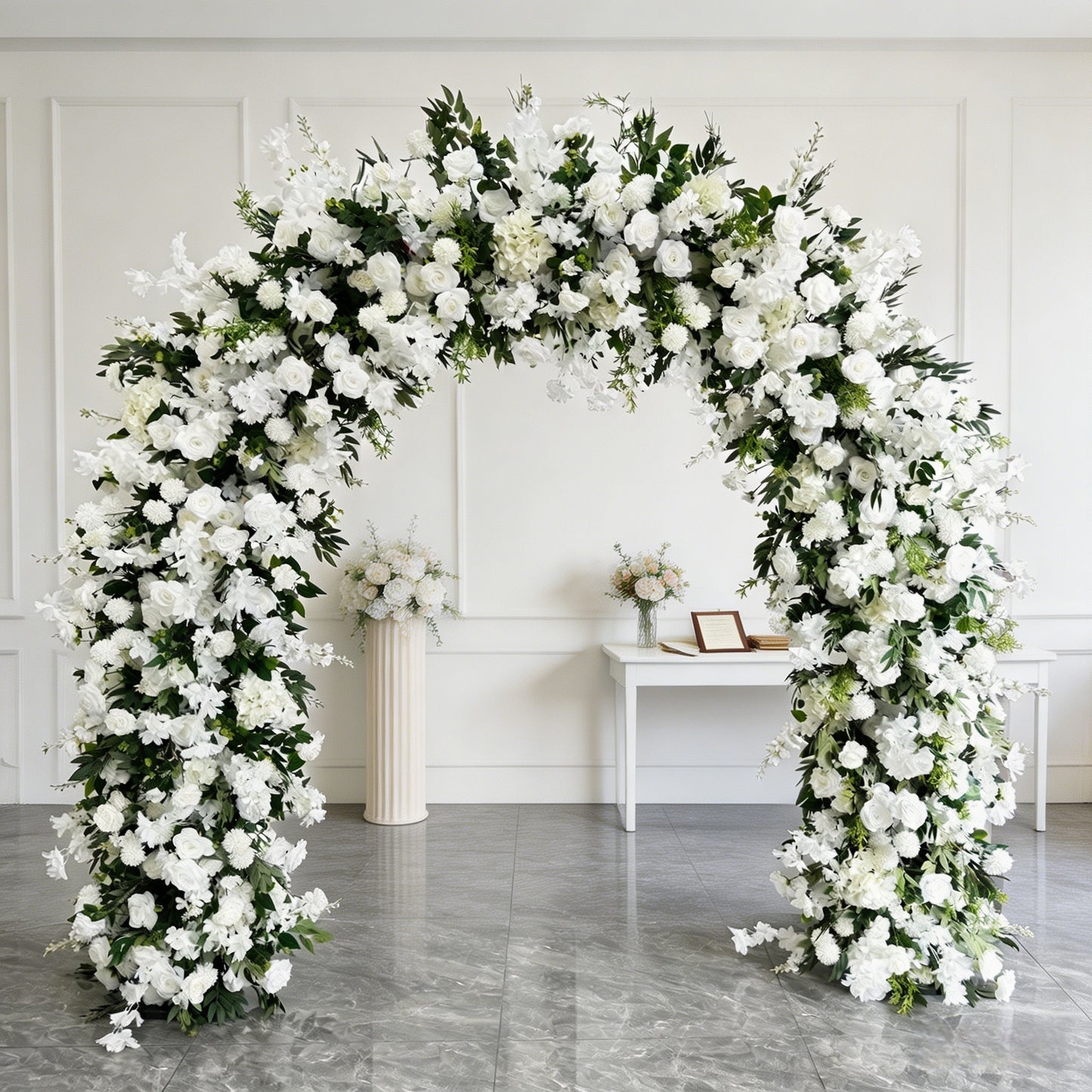 White Artificial Floral Arch | Wedding Ceremony Backdrop | Event & Party Decor