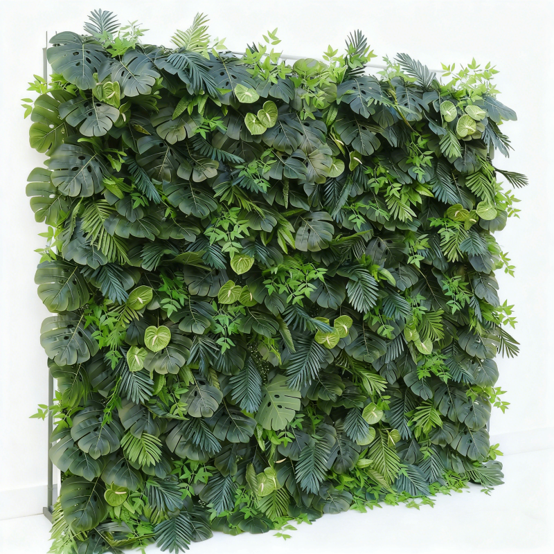 Tropical Artificial Greenery Wall - Faux Monstera & Palm Leaf Backdrop for Indoor Outdoor Decor