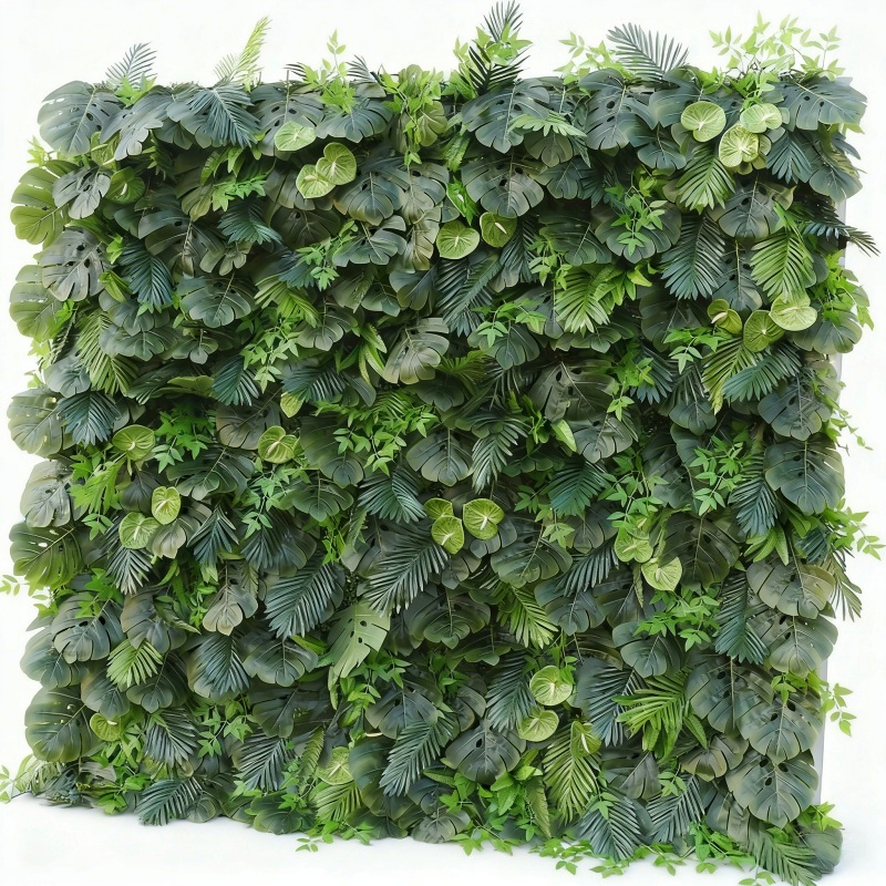 Tropical Artificial Greenery Wall - Faux Monstera & Palm Leaf Backdrop for Indoor Outdoor Decor