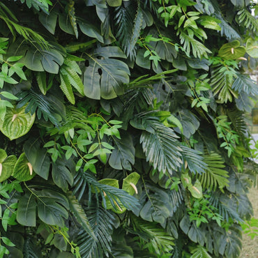 Tropical Artificial Greenery Wall - Faux Monstera & Palm Leaf Backdrop for Indoor Outdoor Decor