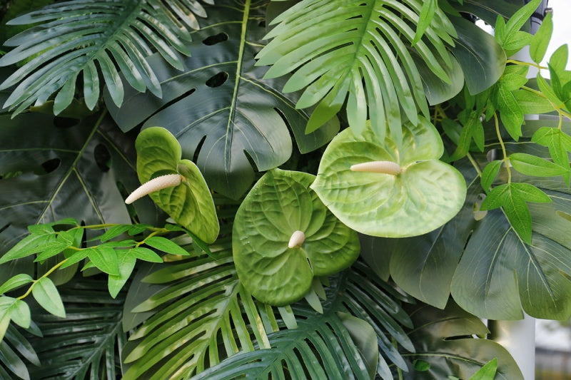 Tropical Artificial Greenery Wall - Faux Monstera & Palm Leaf Backdrop for Indoor Outdoor Decor
