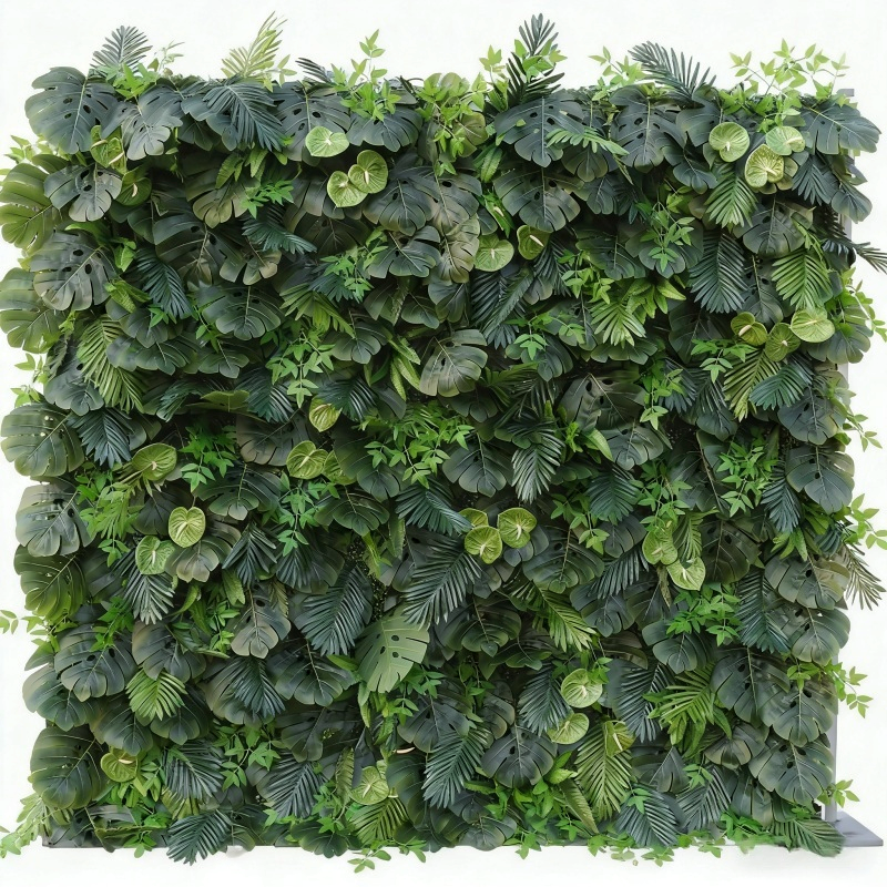 Tropical Artificial Greenery Wall - Faux Monstera & Palm Leaf Backdrop for Indoor Outdoor Decor