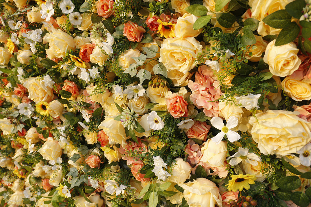 Yellow Rose Flower Wall Panel - Wedding Event Backdrop Decoration