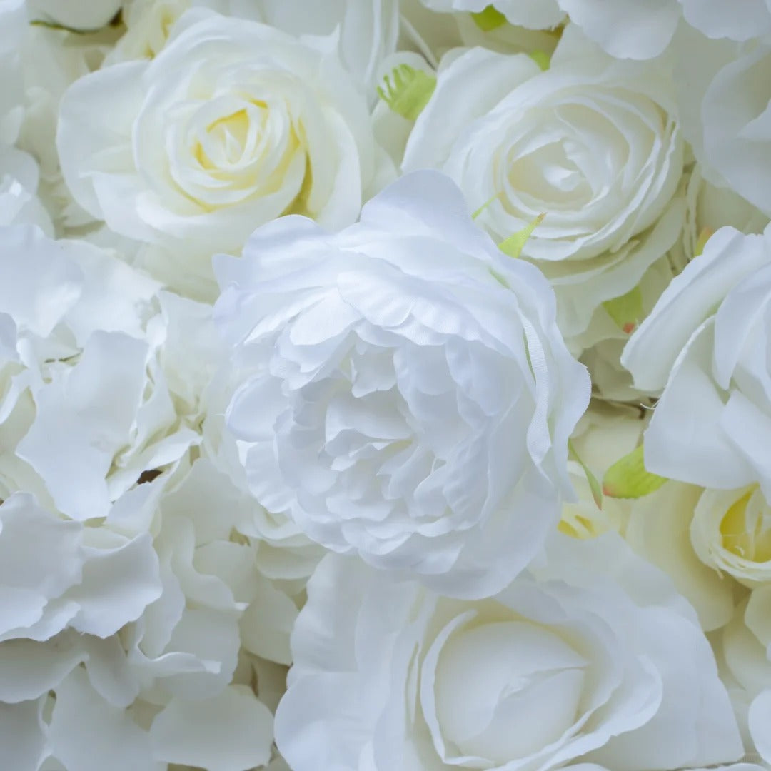 Premium artificial white flower wall for weddings, events & décor