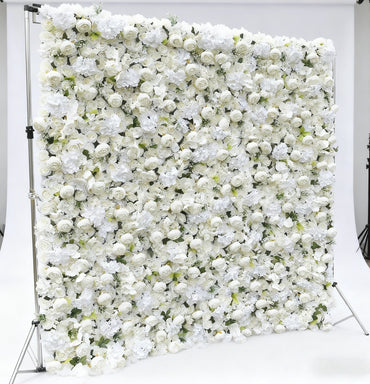White Artificial Flower Wall Panel - Wedding Backdrop Decor