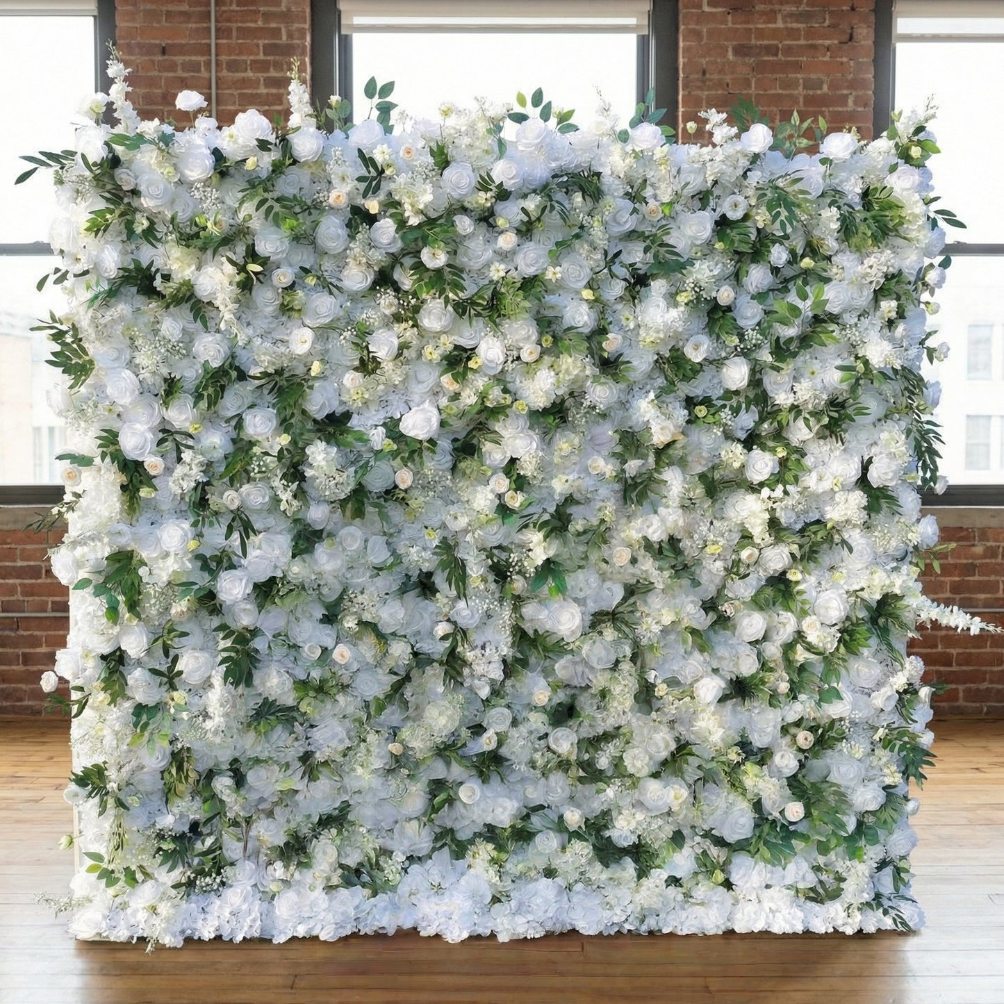Lifelike White Artificial Flower Wall - Custom Size Faux Floral Backdrop for Wedding & Event Decor