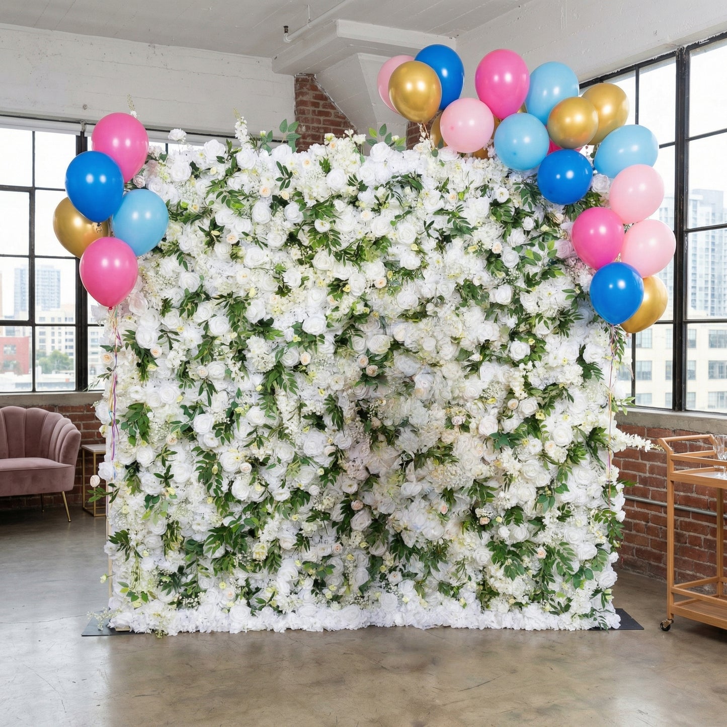 Lifelike White Artificial Flower Wall - Custom Size Faux Floral Backdrop for Wedding & Event Decor