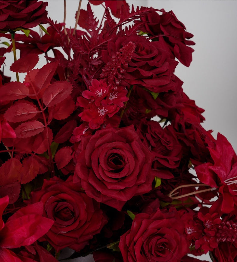 200cm Red Floral Wedding Decor Silk Rose Table Decoration Flower Runner